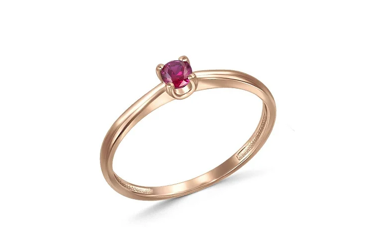 Кольцо из красного золота с рубином