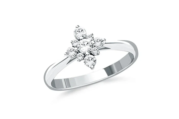 Кольцо из белого золота с 9 муассанитами