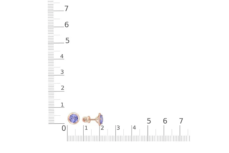 Серьги-пусеты из красного золота с 2 танзанитами