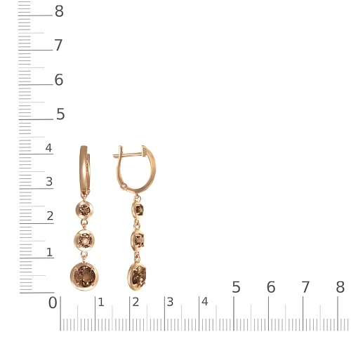 Серьги из красного золота с 6 раухтопазами