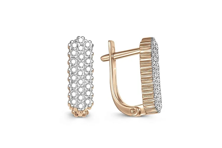 Серьги из красного золота с 50 бриллиантами