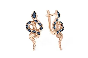 Серьги Змеи из красного золота с 20 сапфирами