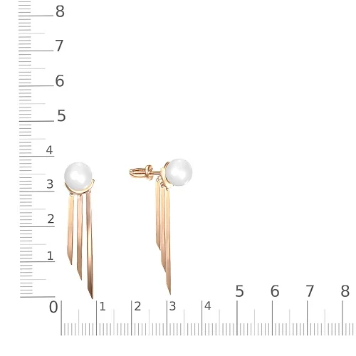 Серьги-пусеты из красного золота с 2 жемчужинами