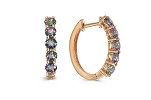 Серьги Дорожки из красного золота с 10 кварцами