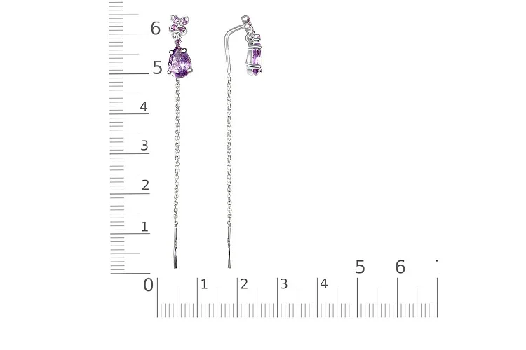 Серьги-продёвки Цветы из красного золота с 12 аметистами