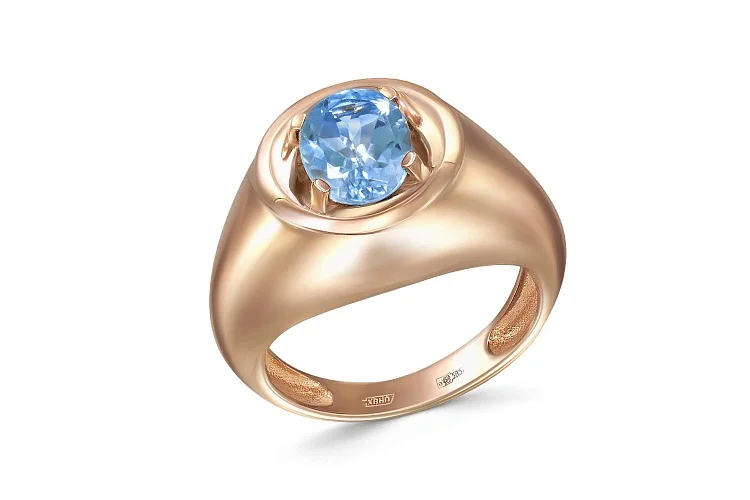 Кольцо из красного золота с топазом swiss