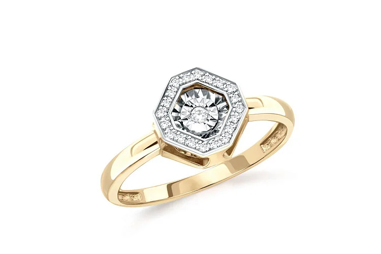 Кольцо из жёлтого золота с 21 муассанитами