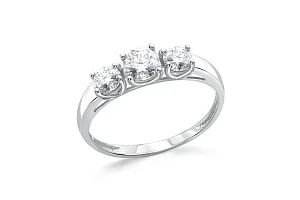 Кольцо из белого золота с 3 муассанитами