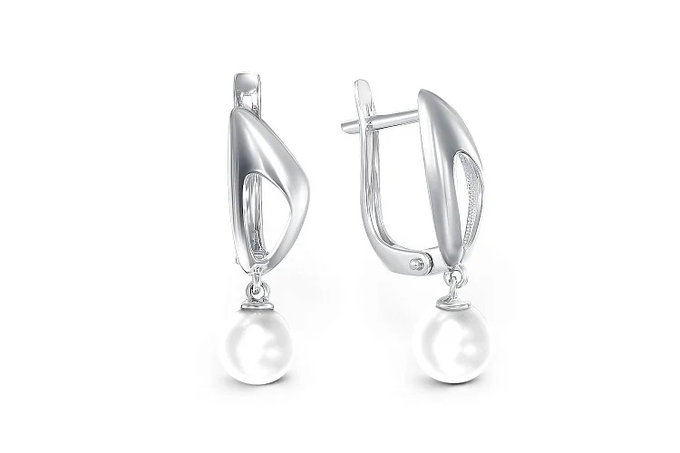 Серьги из белого золота с 2 жемчужинами
