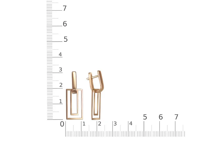 Серьги Прямоугольники из красного золота без вставок