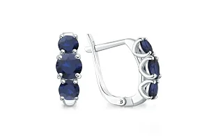 Серьги из белого золота с 6 сапфирами