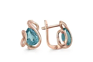 Серьги из красного золота с 2 ситаллами