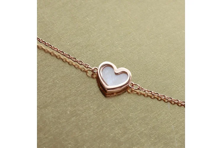 Браслет Сердце из красного золота с перламутром