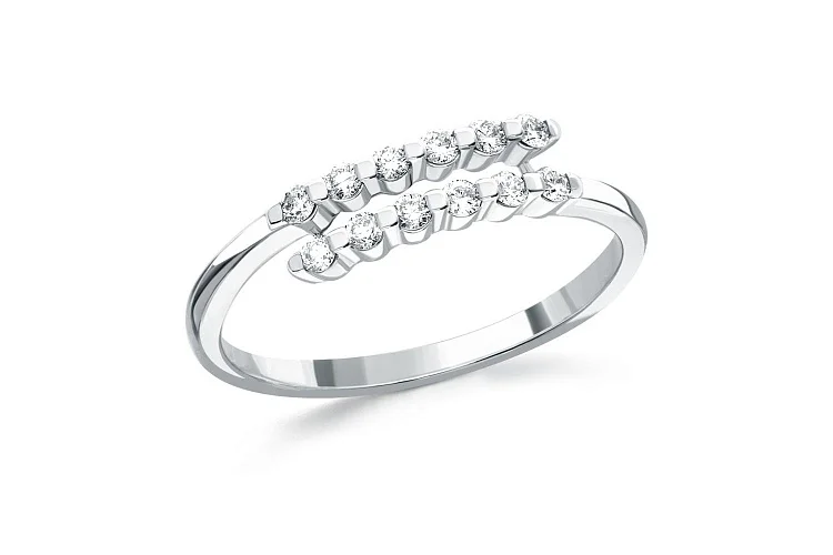 Кольцо Дорожка из белого золота с 12 бриллиантами