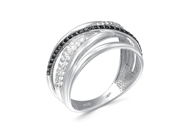 Кольцо Дорожка из белого золота с 82 фианитами