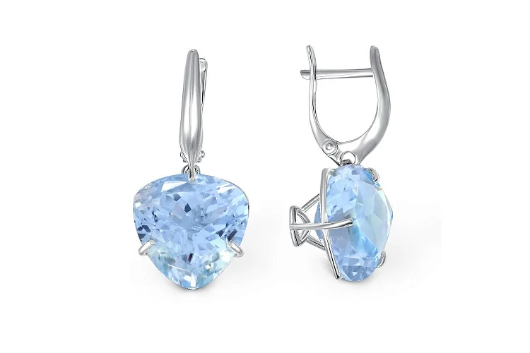 Серьги из белого золота с 2 топазами sky