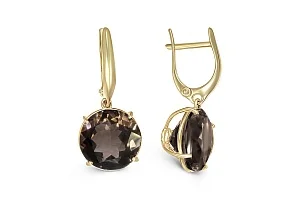 Серьги из жёлтого золота с 2 раухтопазами