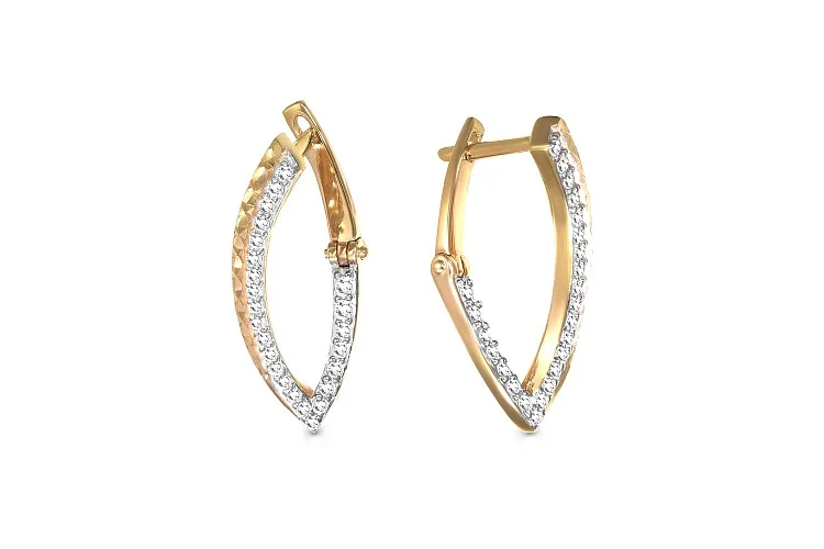 Серьги из жёлтого золота с 48 фианитами