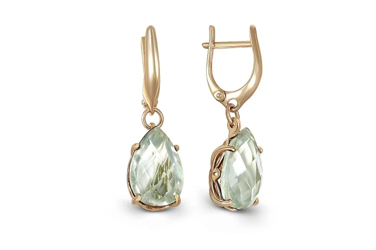 Серьги из красного золота с 2 аметистами