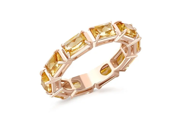 Кольцо из красного золота с 10 цитринами