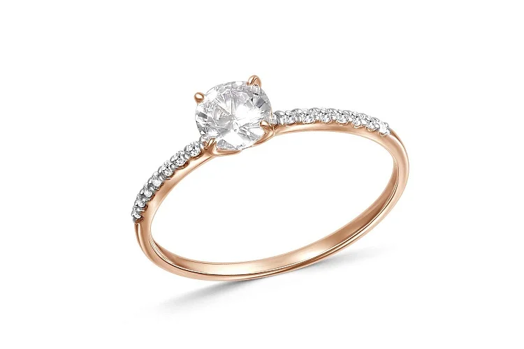 Кольцо из красного золота с 17 фианитами