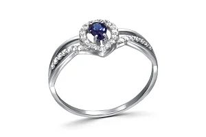 Кольцо из белого золота с сапфиром и 32 бриллиантами