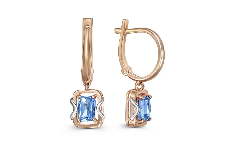 Серьги из красного золота с 2 топазами swiss