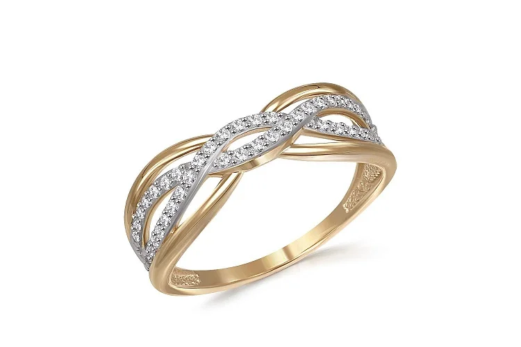 Кольцо из жёлтого золота с 42 фианитами