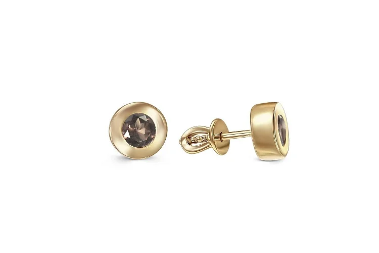 Серьги-пусеты из жёлтого золота с 2 фианитами