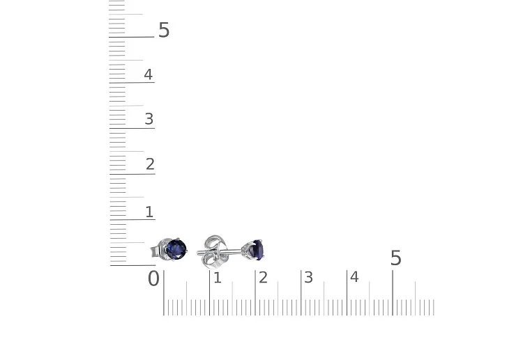 Серьги-пусеты из белого золота с 2 корундами