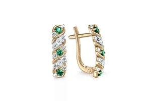 Серьги из жёлтого золота с 6 изумрудами и 24 бриллиантами