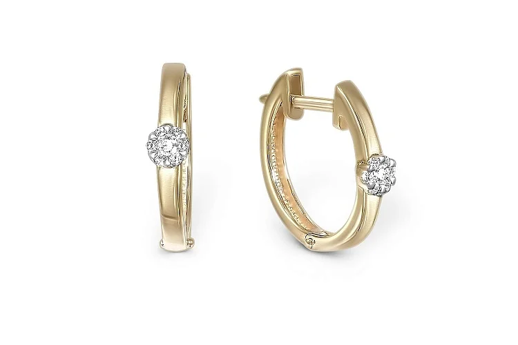 Серьги Малинки из жёлтого золота с 14 фианитами