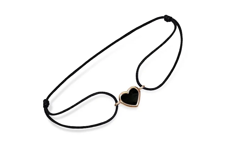 Браслет Сердце из красного золота с ониксом