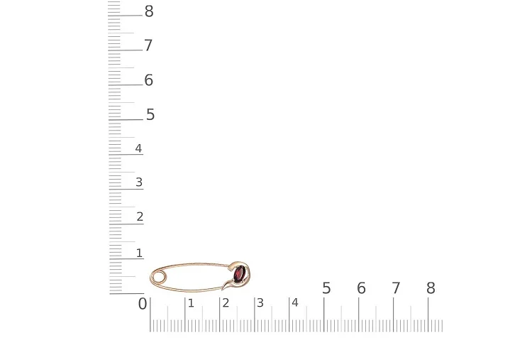 Булавка из красного золота с гранатом