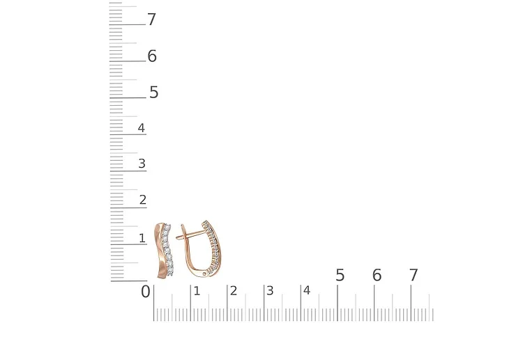 Серьги из красного золота с 18 фианитами