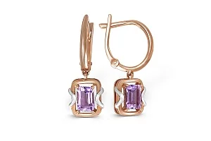 Серьги из красного золота с 2 аметистами