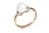 Кольцо из красного золота с жемчугом и 14 бриллиантами