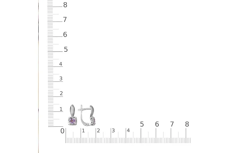 Серьги из белого золота с 2 аметистами