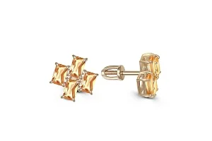 Серьги-пусеты из жёлтого золота с 8 цитринами