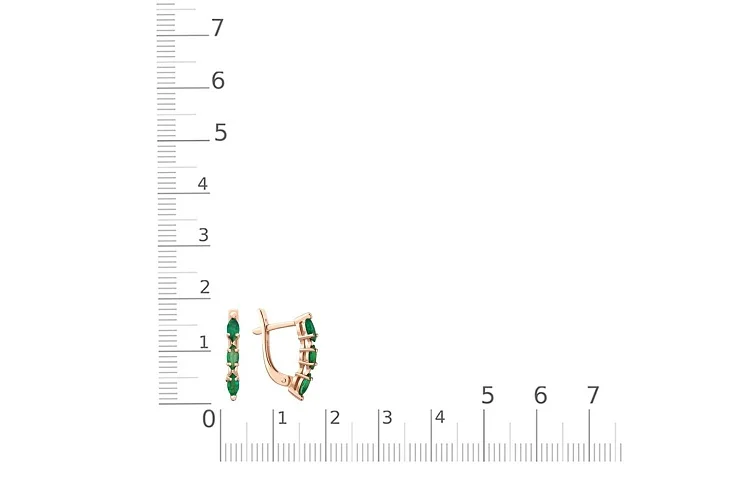 Серьги из красного золота с 6 изумрудами