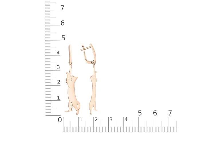 Серьги Кошки из красного золота без вставок