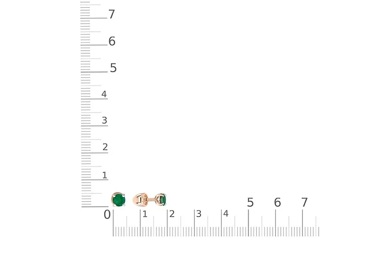 Серьги-пусеты из красного золота с 2 изумрудами