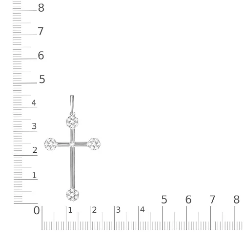 Подвеска Крест из белого золота с 29 фианитами