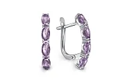 Серьги Дорожки из белого золота с 6 аметистами
