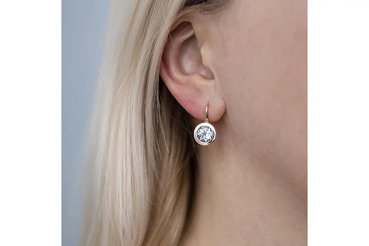 Серьги из красного золота с 2 топазами sky и 52 фианитами