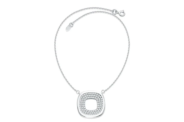 Колье из белого золота с 84 фианитами