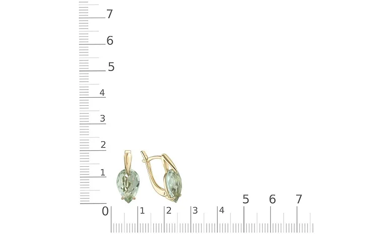 Серьги из жёлтого золота с 2 празиолитами