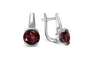 Серьги из белого золота с 2 гранатами