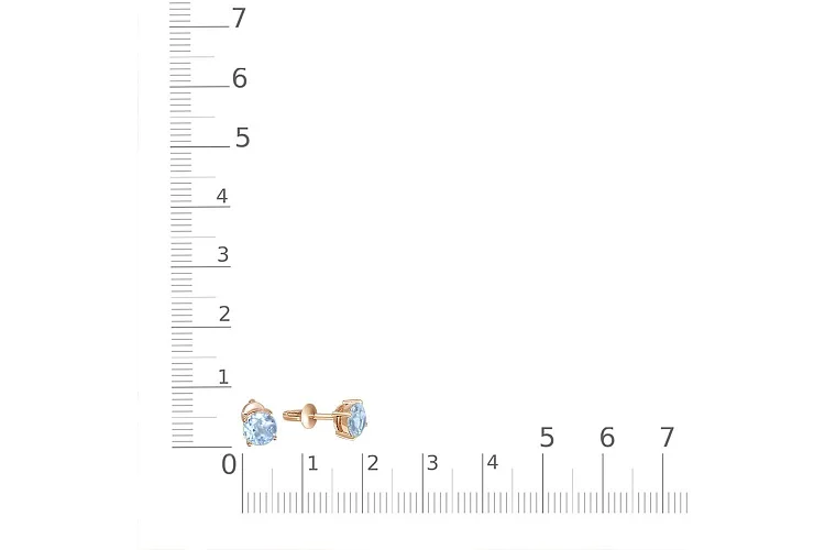 Серьги-пусеты из красного золота с 2 топазами sky