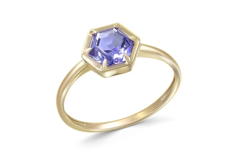 Кольцо из жёлтого золота с ситаллом